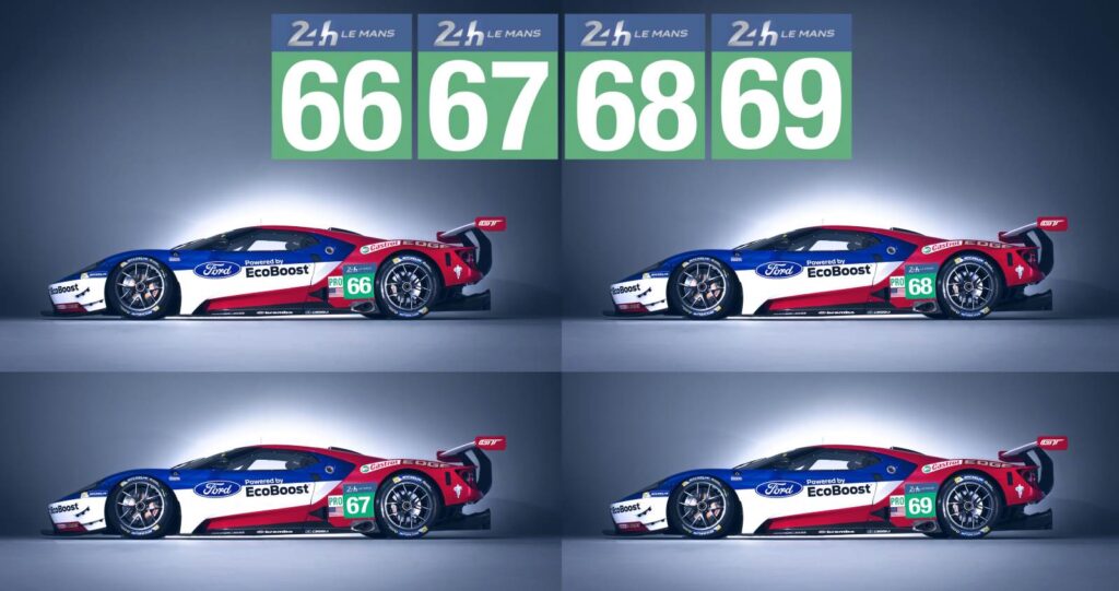 le quattro auto schierato dalla Ford alla 24 Ore di Le Mans 